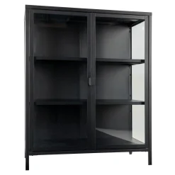 Moderner schwarzer Vitrinenschrank mit Glastüren