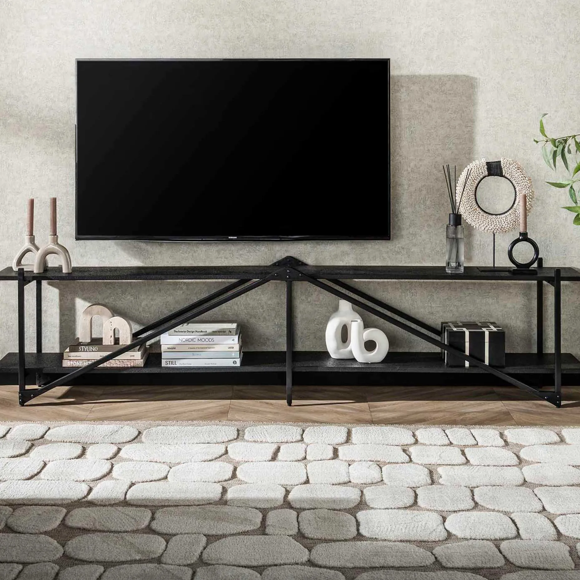 Moderner TV-Schrank 220cm XL Piega in Grau