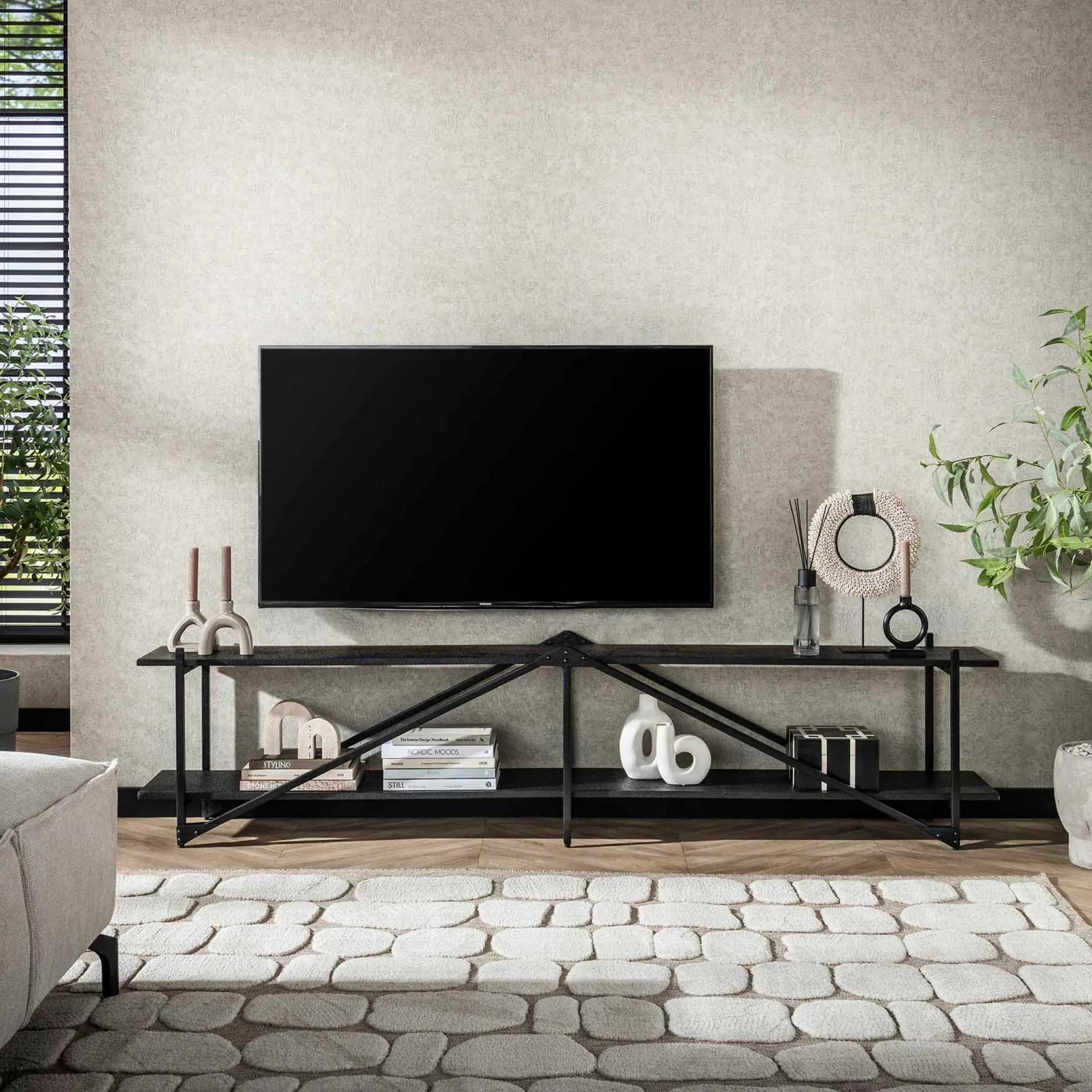 Moderner TV-Schrank 220cm XL Piega in Grau