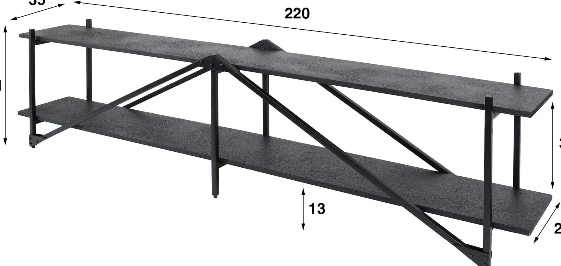 Moderner TV-Schrank 220cm XL Piega in Grau