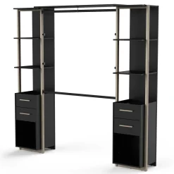 Mono Offener Kleiderschrank - 210x42x204cm - schwarz/Eiche Dekor