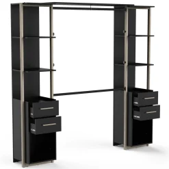 Mono Offener Kleiderschrank - 210x42x204cm - schwarz/Eiche Dekor