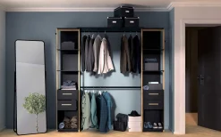 Mono Offener Kleiderschrank - 210x42x204cm - schwarz/Eiche Dekor