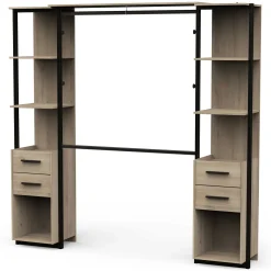 Mono Offener Kleiderschrank - 210x42x204cm - Eiche Dekor/schwarz