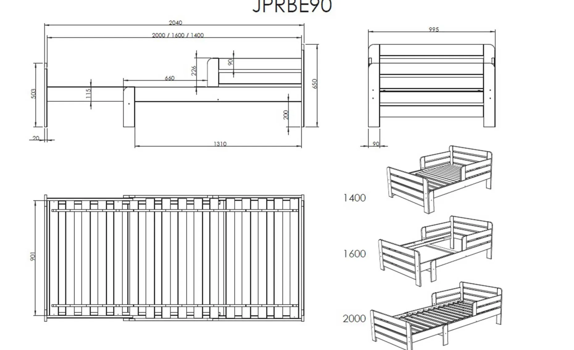 Multibett Jumper mit Bettschublade - weiß