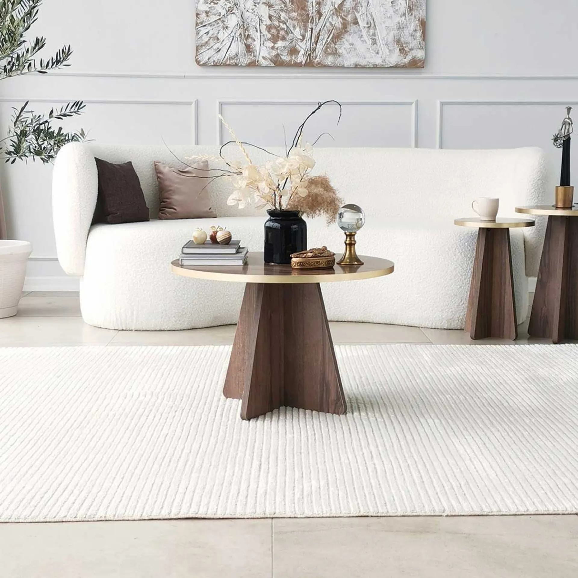 Emob Mushroom Couchtisch | 100 % MELAMIN | Gold, Walnuss