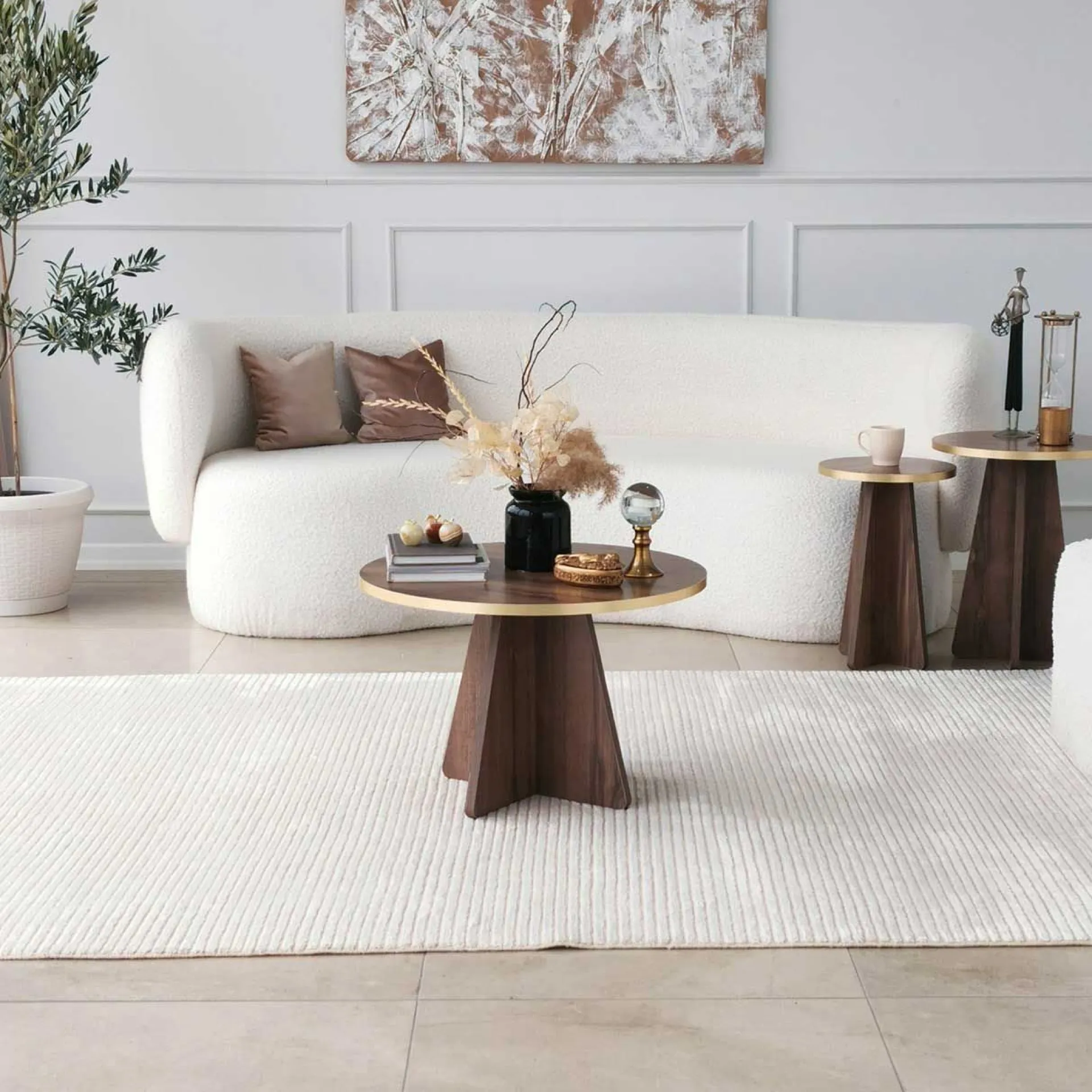 Emob Mushroom Couchtisch | 100 % MELAMIN | Gold, Walnuss