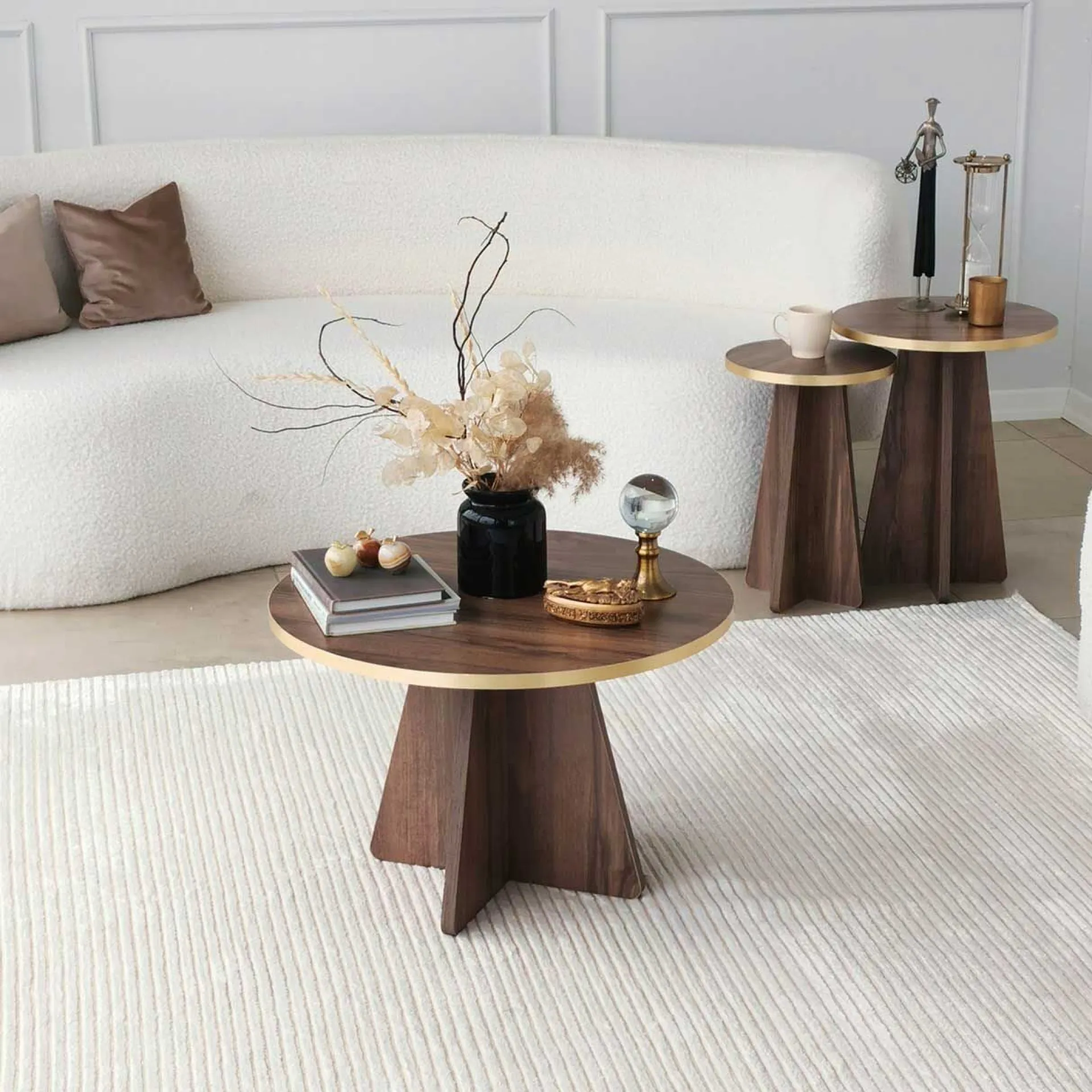 Emob Mushroom Couchtisch | 100 % MELAMIN | Gold, Walnuss