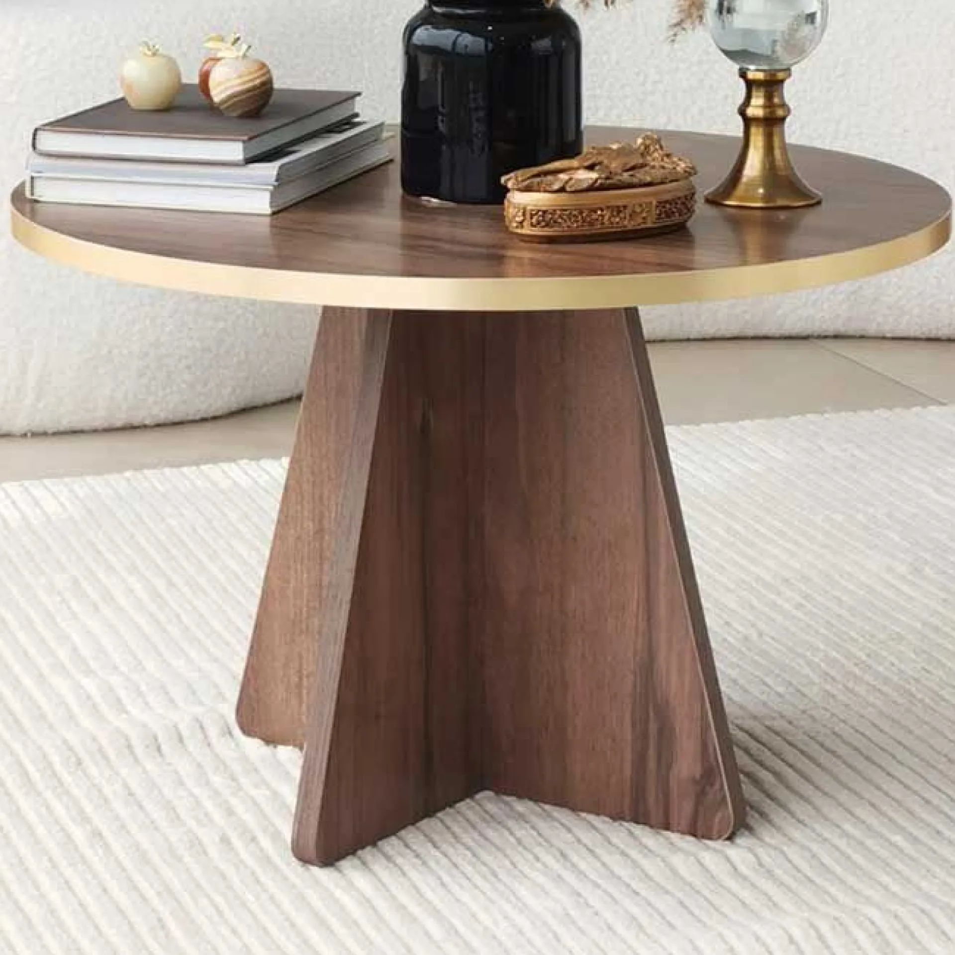 Emob Mushroom Couchtisch | 100 % MELAMIN | Gold, Walnuss