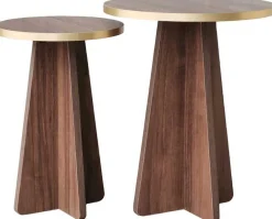 Emob Mushroom 2 Couchtisch-Set | 100 % MELAMIN | Gold, Walnuss