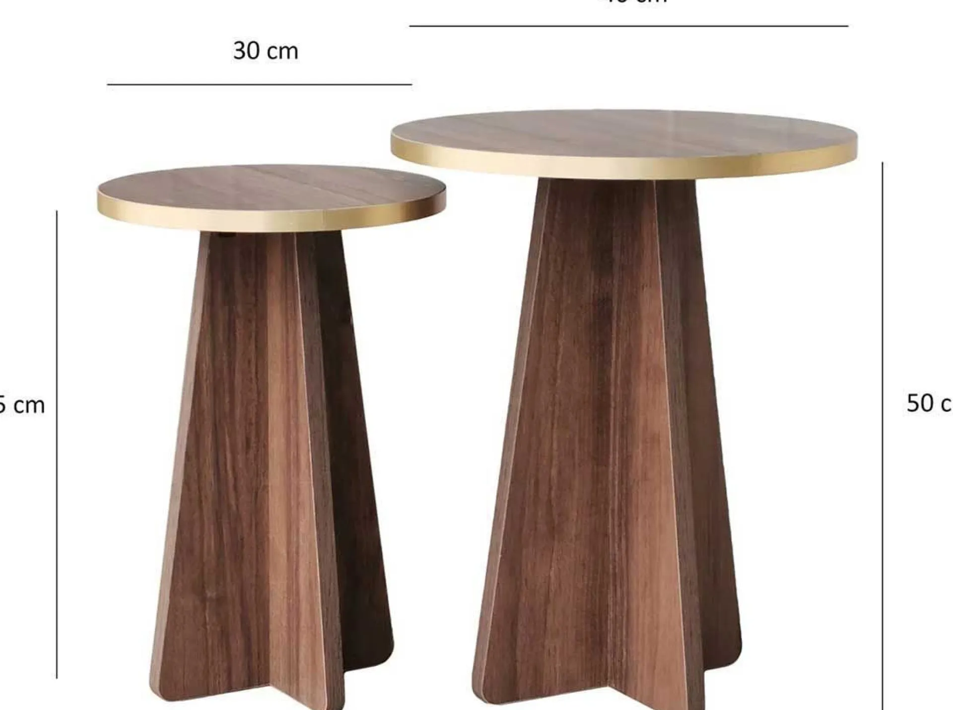 Emob Mushroom 2 Couchtisch-Set | 100 % MELAMIN | Gold, Walnuss