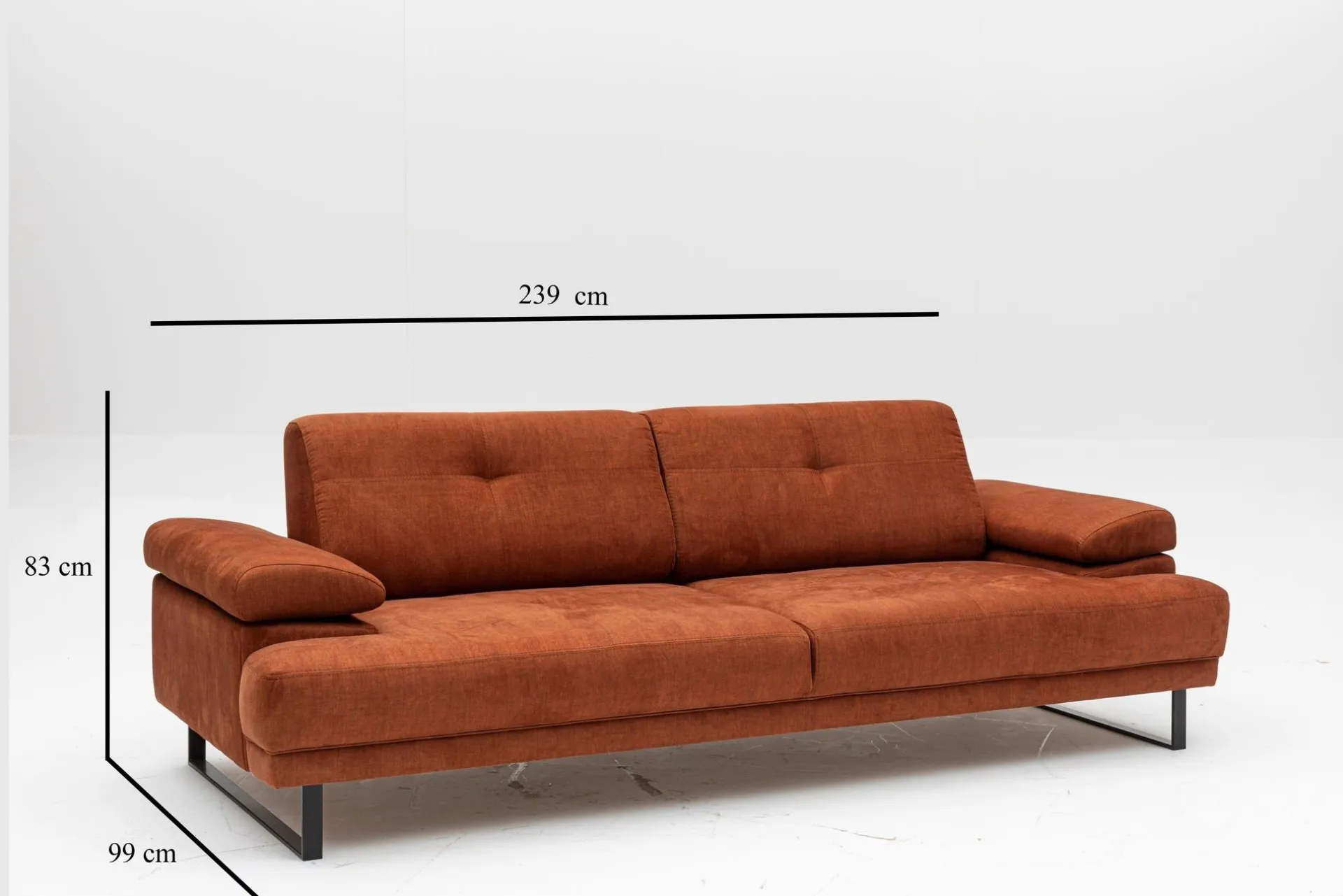 Emob Mustang 3-Sitzer-Schlafsofa | BUCHENHOLZ / SPANPLATTE | Orange