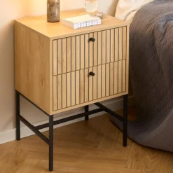 Nachttisch Albany - 46x40x70cm - 2 Schubladen - Eiche Dekor