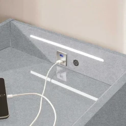 Nachttisch Bronco mit Beleuchtung und USB-Anschluss - grau