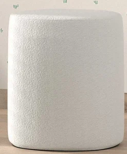 Nachttisch / Fußhocker Maeva - 41x41x41, cm - Weißer Bouclé-Stoff
