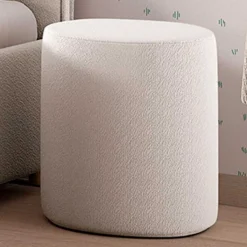 Nachttisch / Fußhocker Maeva - 41x41x41, cm - Weißer Bouclé-Stoff