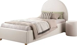 Nachttisch / Fußhocker Maeva - 41x41x41, cm - Weißer Bouclé-Stoff