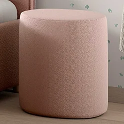 Nachttisch / Fußhocker Maeva - 41x41x41,5 cm - Rosa Bouclé-Stoff