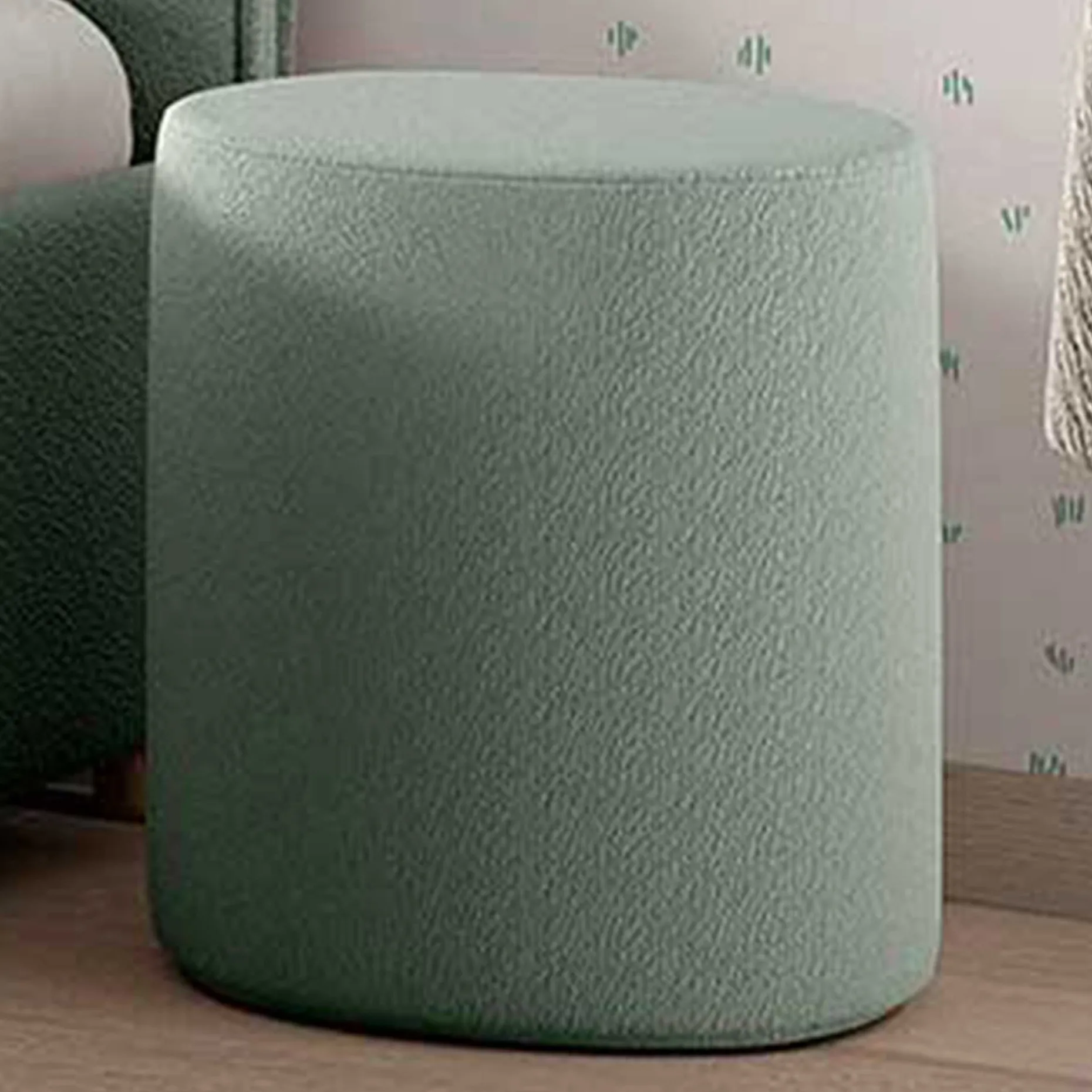 Nachttisch / Fußhocker Maeva - 41x41x41,5 cm - Grüner Bouclé-Stoff