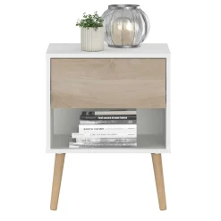 Nachttisch Hardy 44cm 1 Schublade - Molke/Eiche