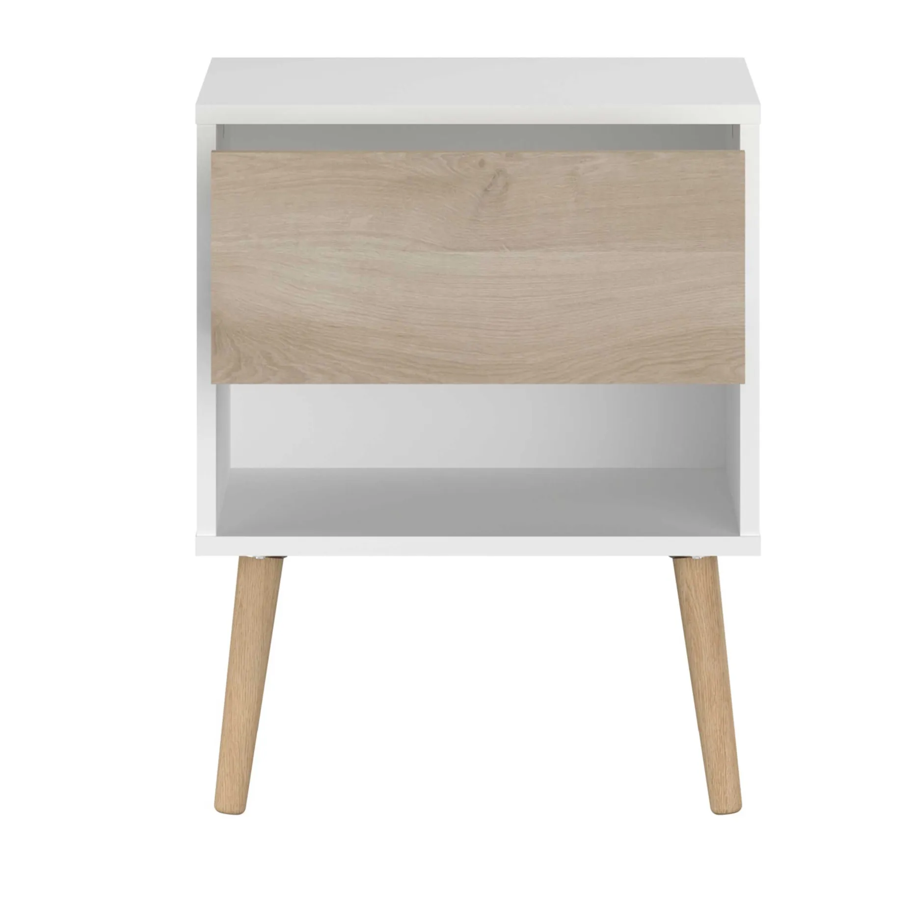 Nachttisch Hardy 44cm 1 Schublade - Molke/Eiche
