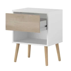 Nachttisch Hardy 44cm 1 Schublade - Molke/Eiche