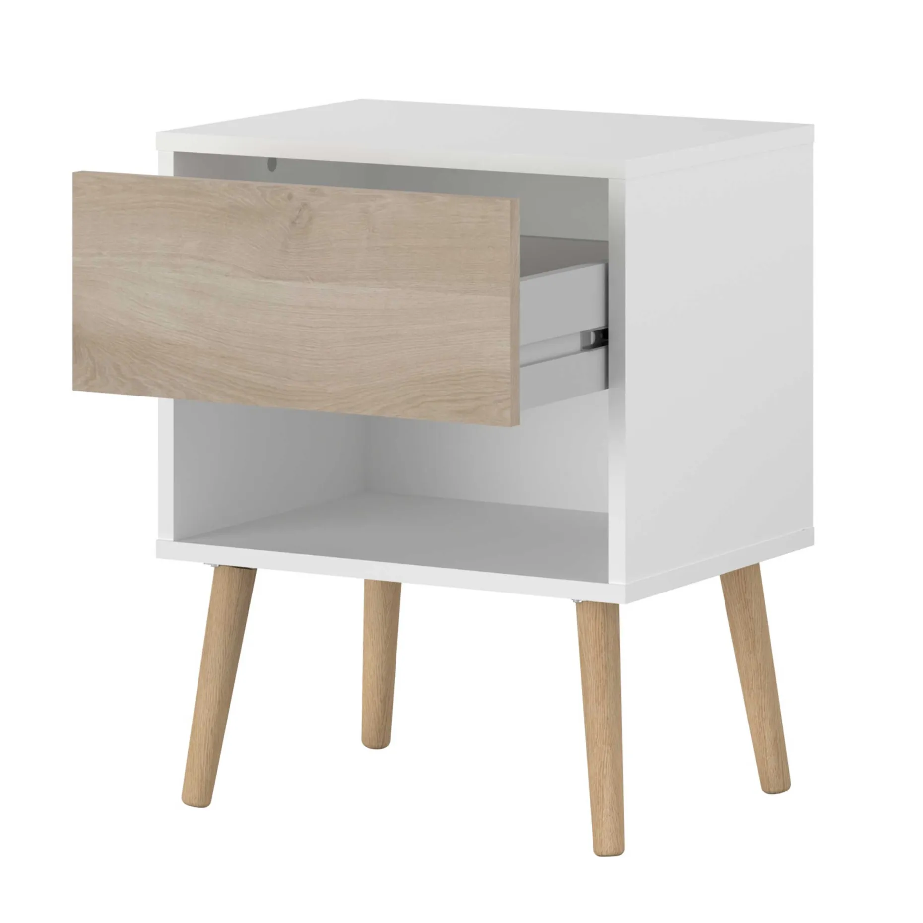 Nachttisch Hardy 44cm 1 Schublade - Molke/Eiche