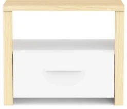 Nachttisch Heva - 47x33x40cm - mit Schublade - weiß/Eiche Dekor