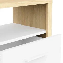 Nachttisch Heva - 47x33x40cm - mit Schublade - weiß/Eiche Dekor