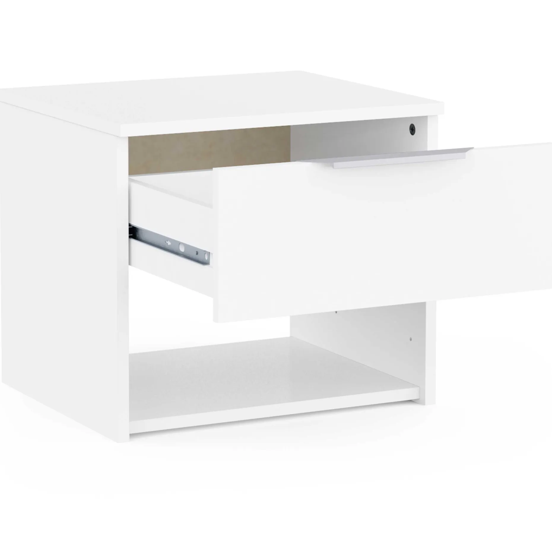 Nachttisch Micheline - 44x37x38cm - mit Ablageschublade - weiß