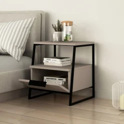 Emob Nachttisch Pal - 100% MELAMINE - Heller Mokka - 45 x 50 x 40 cm