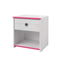 Nachttisch Smoozy 1 Schublade - weiß/rosa oder weiß/blau