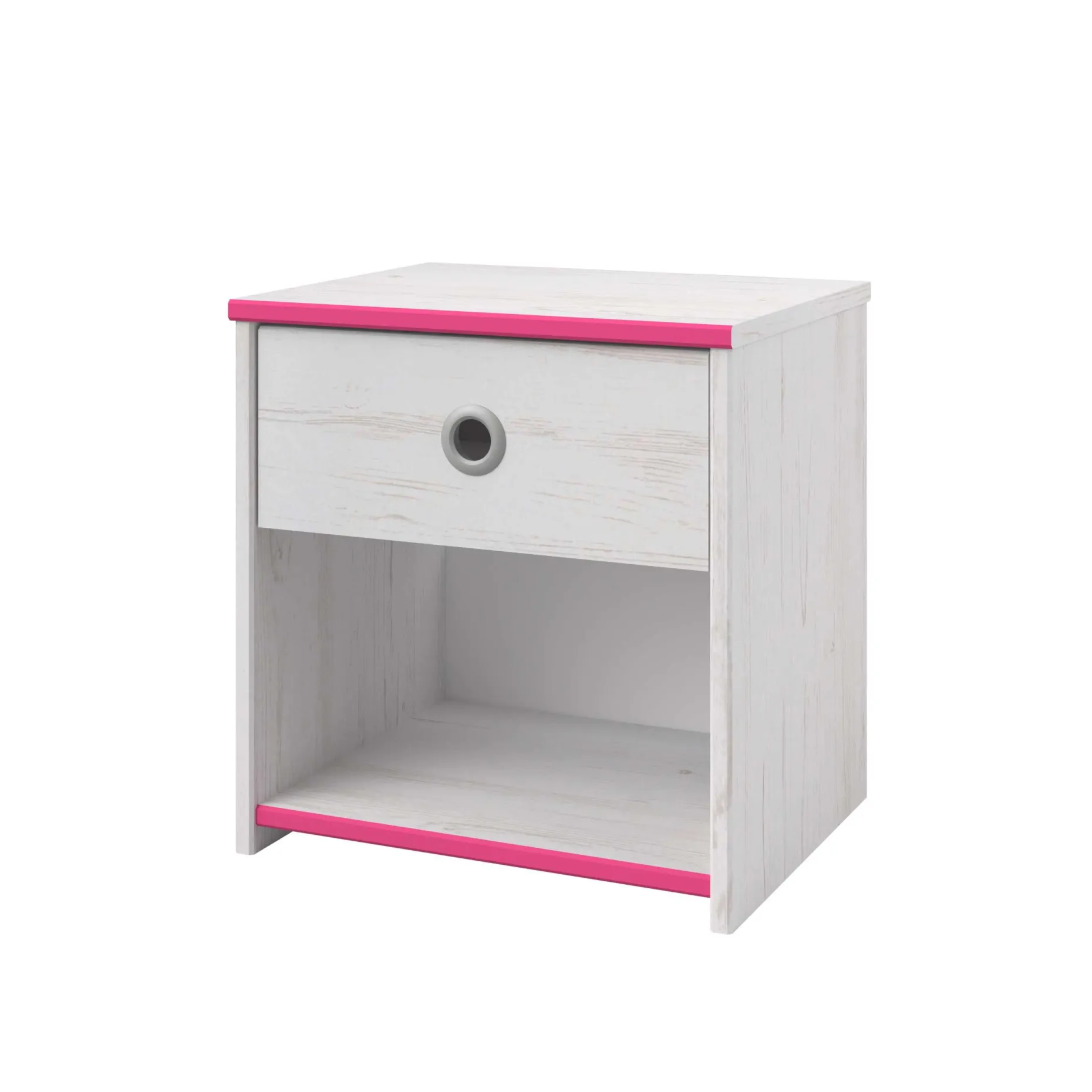 Nachttisch Smoozy 1 Schublade - weiß/rosa oder weiß/blau