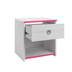 Nachttisch Smoozy 1 Schublade - weiß/rosa oder weiß/blau
