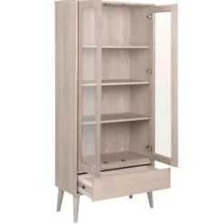 Emob NaliniEsszimmer : Esstisch, Anrichte, Vitrine - Eiche hell furniert