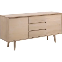 Emob NaliniEsszimmer : Esstisch, Anrichte, Vitrine - Eiche hell furniert