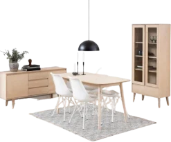 Emob NaliniEsszimmer : Esstisch, Anrichte, Vitrine - Eiche hell furniert