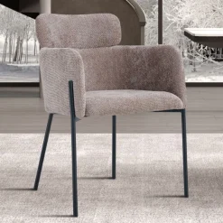 Rousseau Naomi Fabric Dining Chair Sand | Metallbeine | 83 x 60,5 x 60 cm