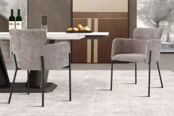 Rousseau Naomi Fabric Dining Chair Sand | Metallbeine | 83 x 60,5 x 60 cm