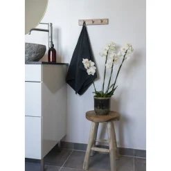 House Nordic Naturbelassener Teakholz-Hocker - Ø30x45 cm | 4-Fuß-Design