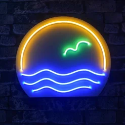 Emob Neon Graph Dekorative LED-Beleuchtung aus Kunststoff | Blau & Grün & Gelb | Ø45 cm
