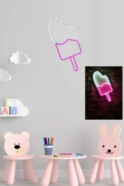 Emob Neon Graph Dekorative LED-Beleuchtung aus Kunststoff | Weiß & Rosa | 17 x 40 x 2 cm