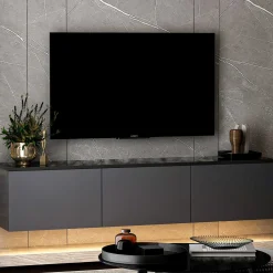 Neon Illuminated TV-Ständer | 100 % MELAMIN | Anthrazit