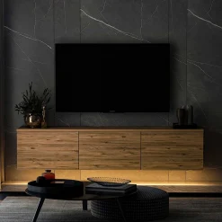 Neon Illuminated TV-Ständer | 100 % MELAMIN | Atlantische Kiefer
