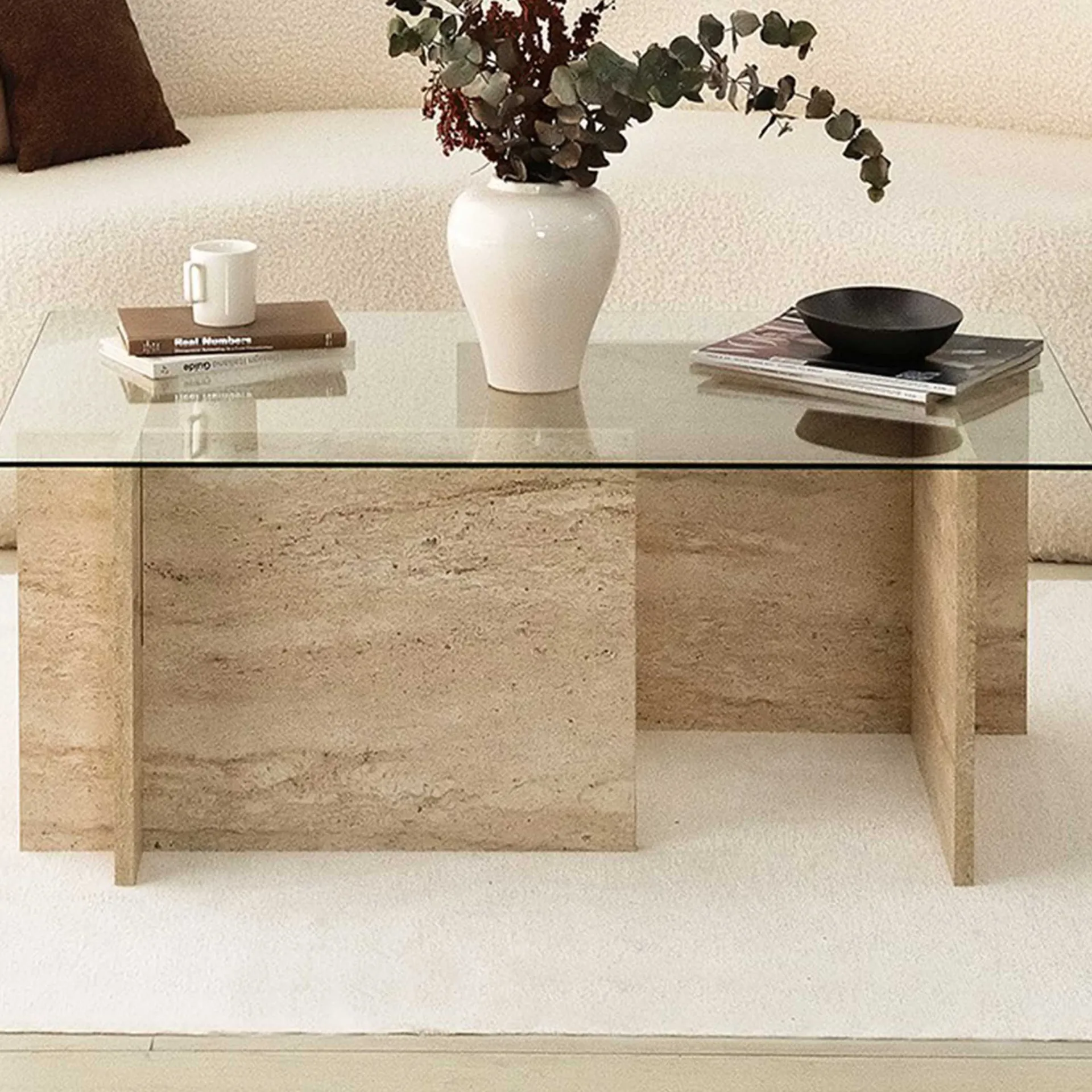 Emob New Escape Couchtisch | 100 % MELAMIN | Travertin