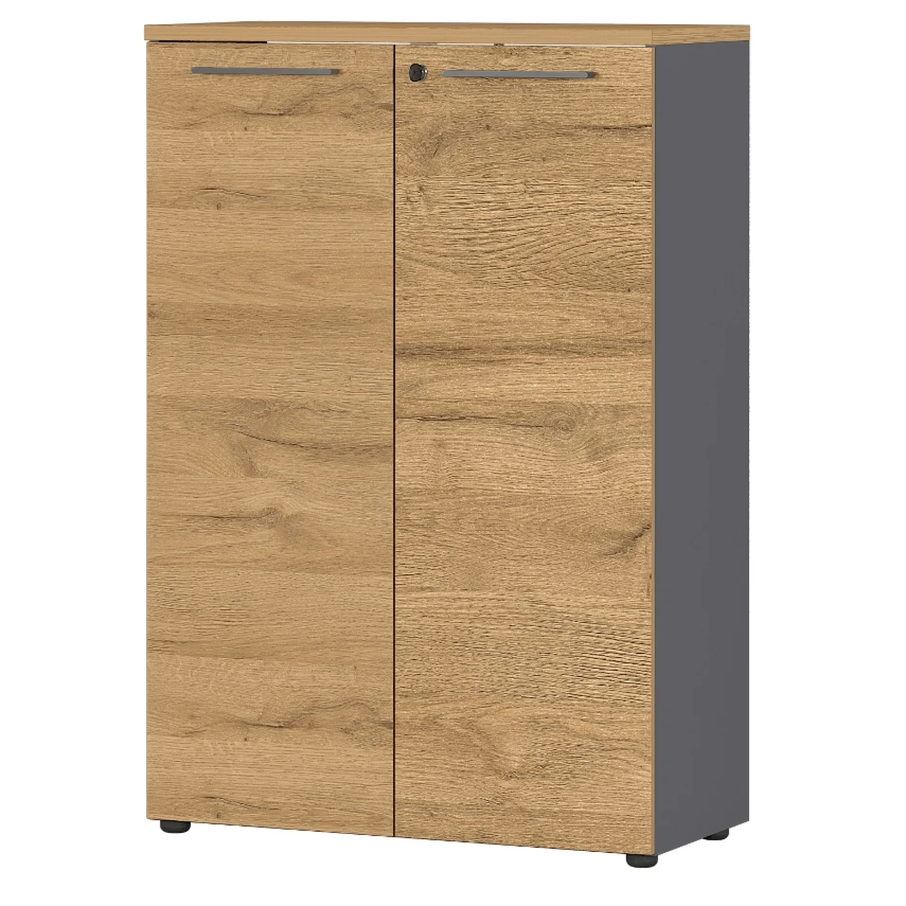 Niedriger Aktenschrank Osmond 80cm mit 2 Türen - Eiche/Graphit
