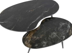 Emob Nierenförmiger Fossil Couchtisch 2er Set - e Keramikplatte