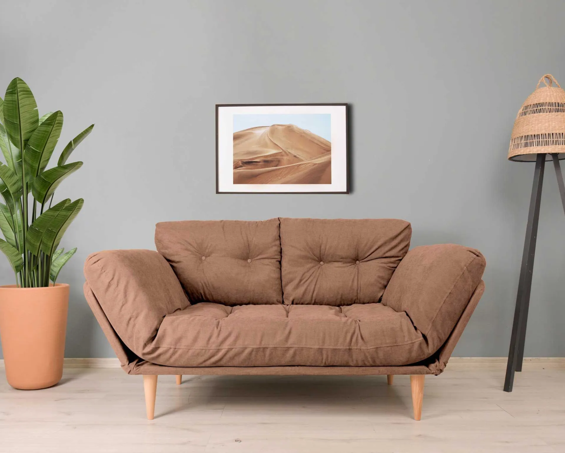 Emob Nina 3-Sitzer-Schlafsofa | Metallrahmen | Hell