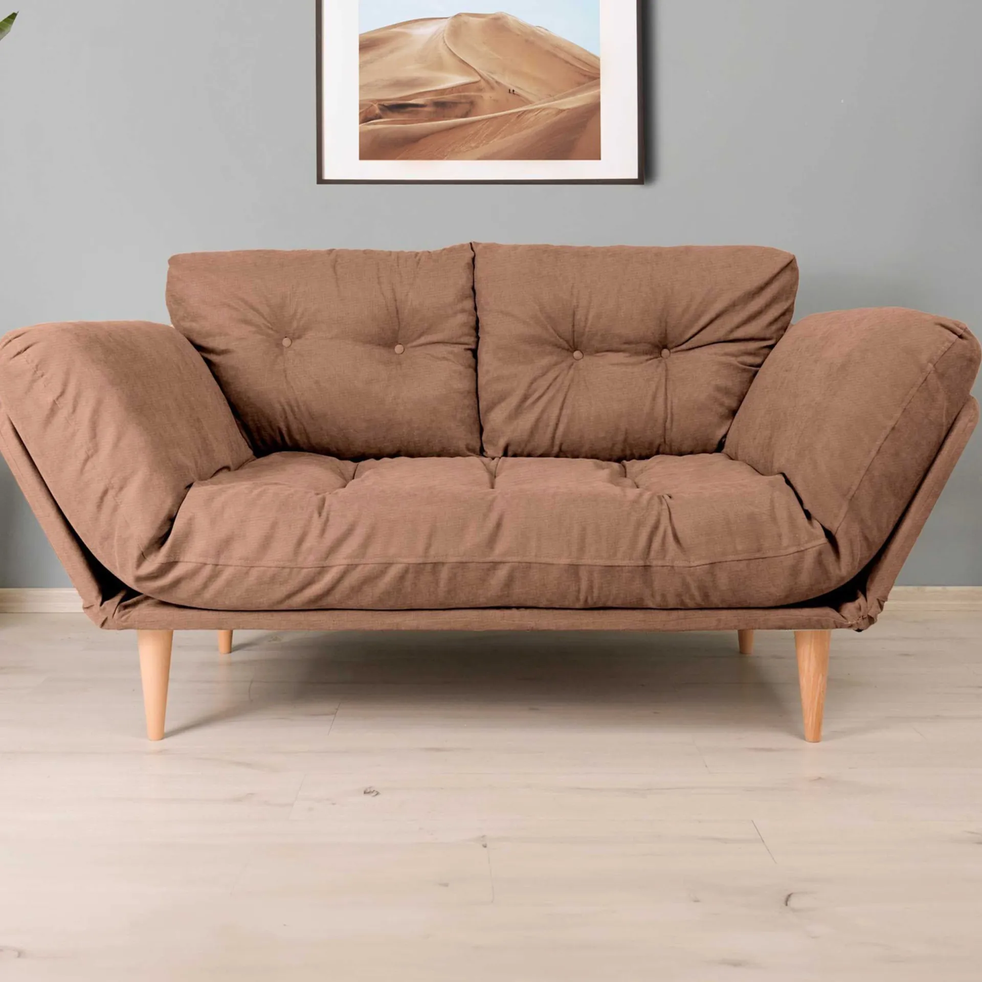Emob Nina 3-Sitzer-Schlafsofa | Metallrahmen | Hell