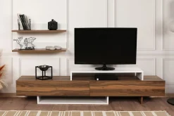 Nirvana TV-Möbel | 100 % MELAMIN | Weiß, Teak